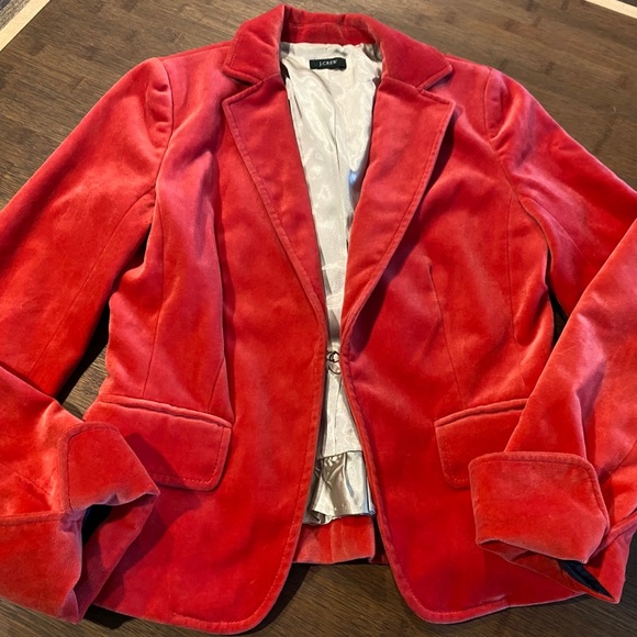 J. Crew Jackets & Blazers - J.Crew Red Velvet Blazer